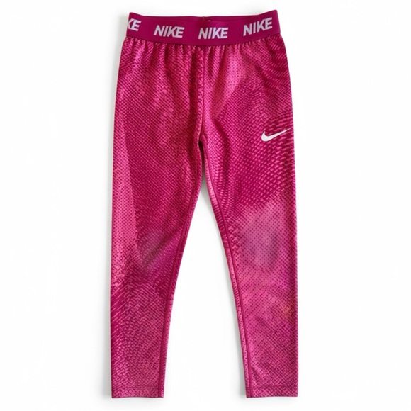Nike Girls Pink Dri-Fit Printed Base Layer Leggings Ski Activewear Size 6X - Picture 1 of 7